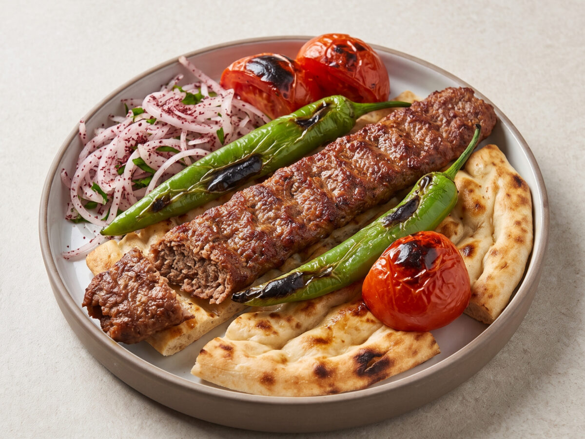 Adana Kebabı über glühender Holzkohle