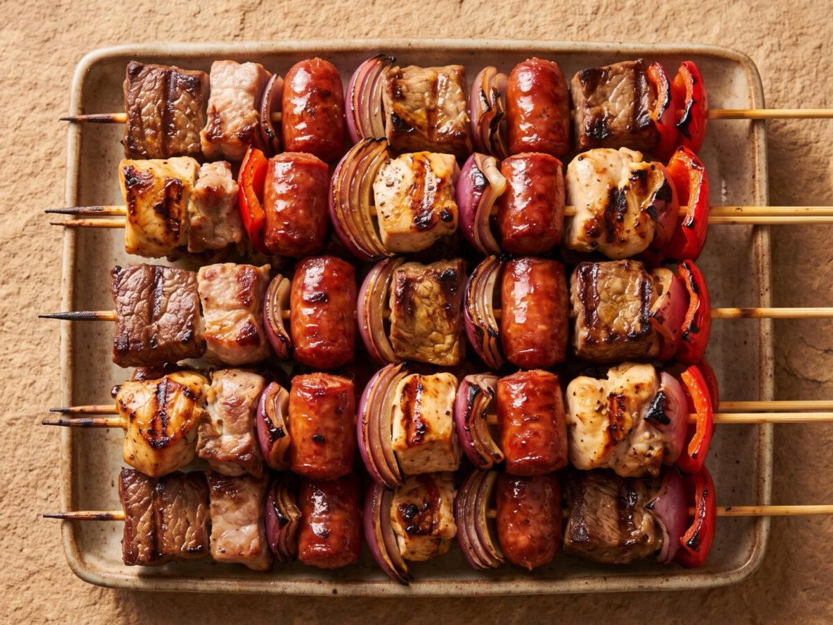 Anticuchos chilenos über mittlerer Glut