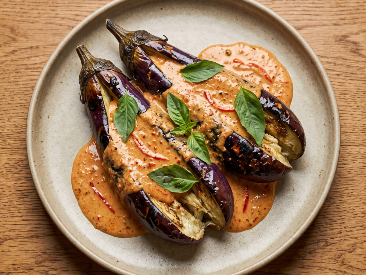 Aubergine vom Grill mit Sambal Santan