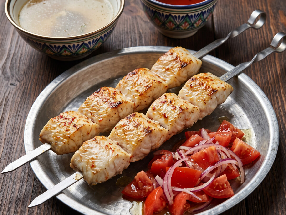 Baliq kebab mit Welsfilet
