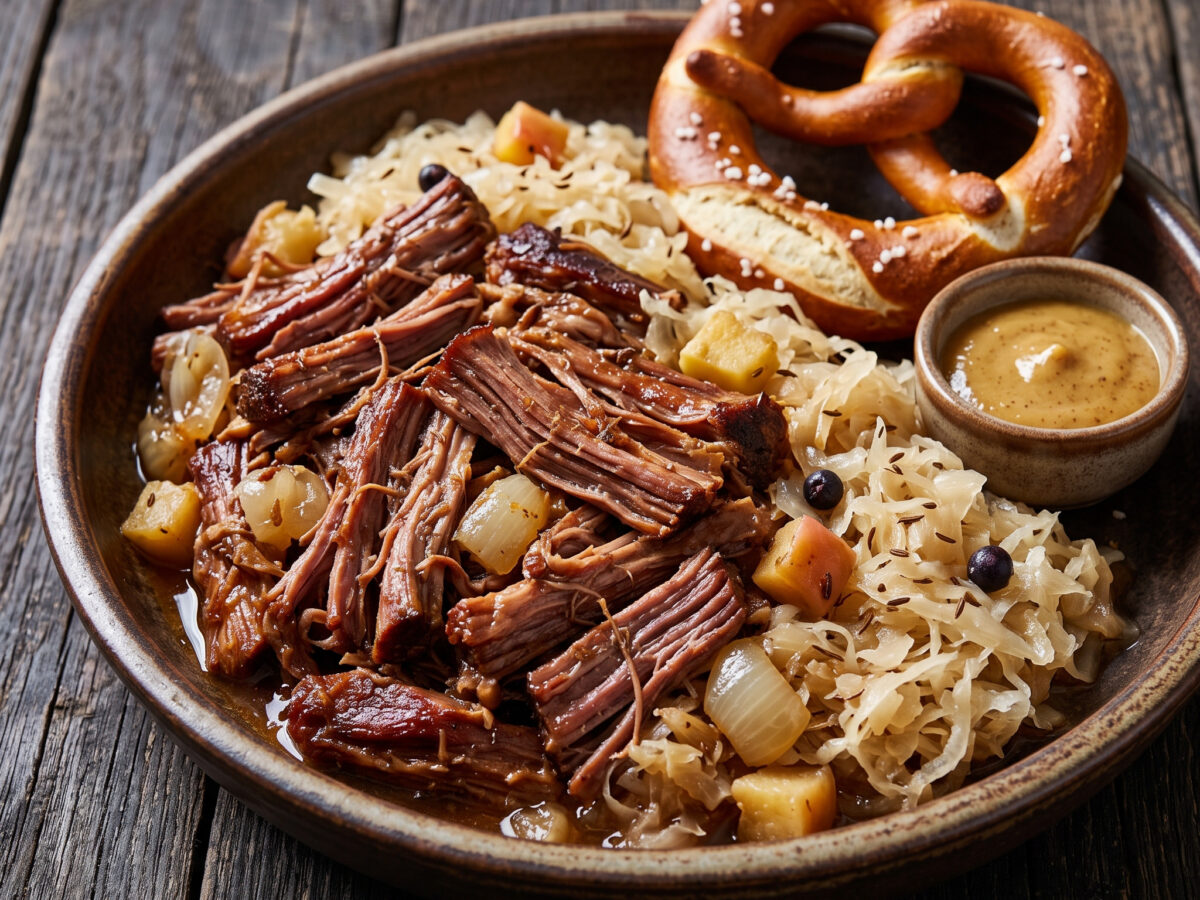 Bayerisches Pulled Pork mit Apfel-Sauerkraut
