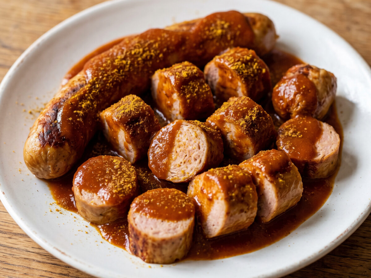 Berliner Currywurst ohne Darm vom Grill