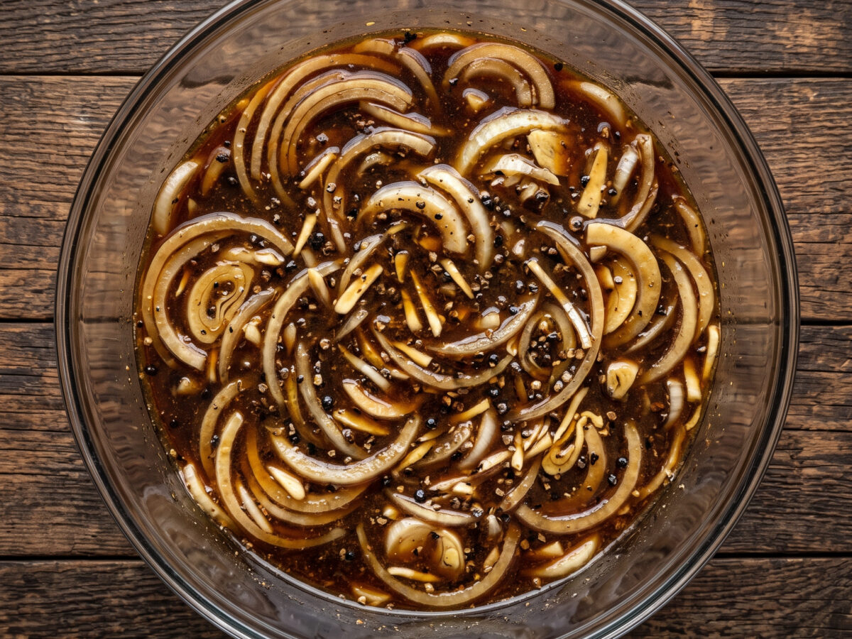 Bier, Senf und Zwiebeln fürs Rostbrätel