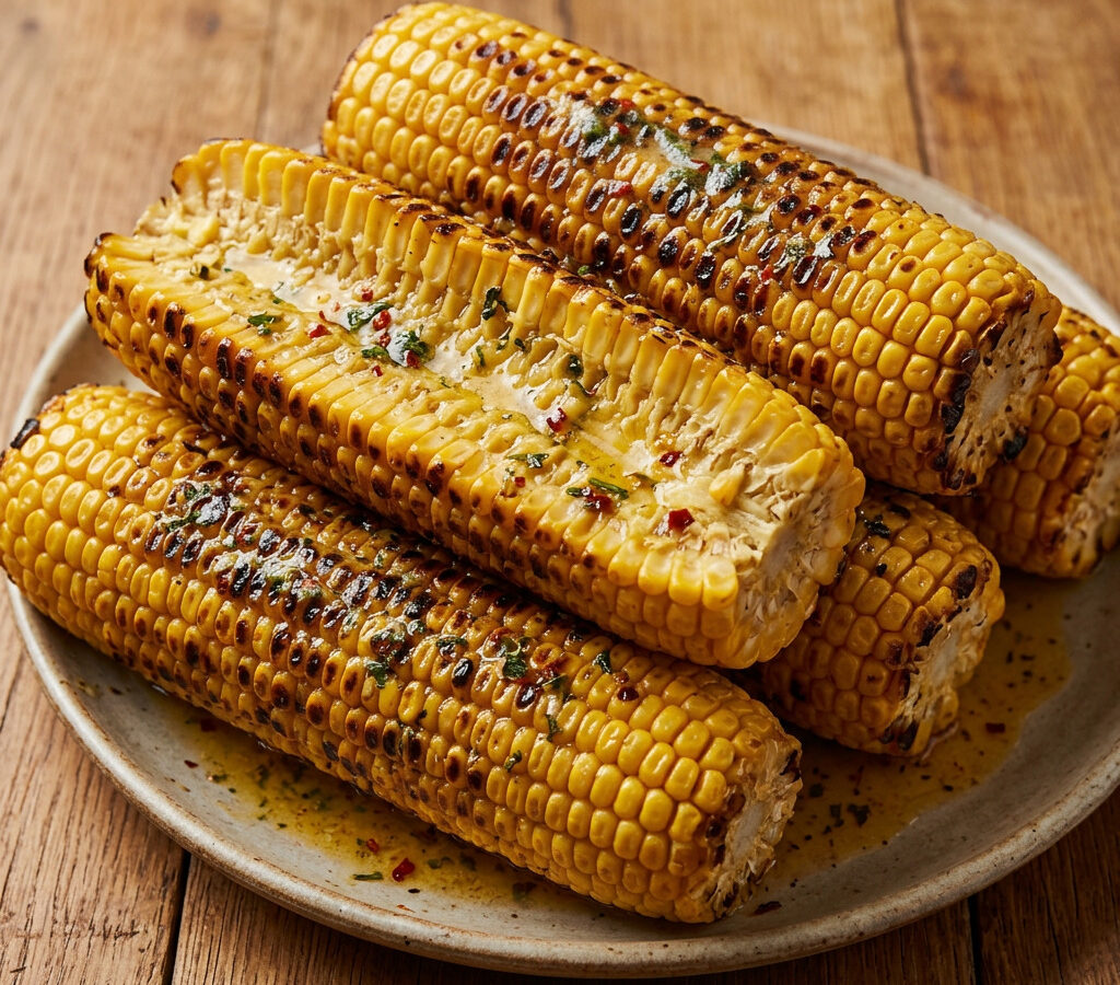 Braaied Mielies mit Chili-Kräuter-Butter