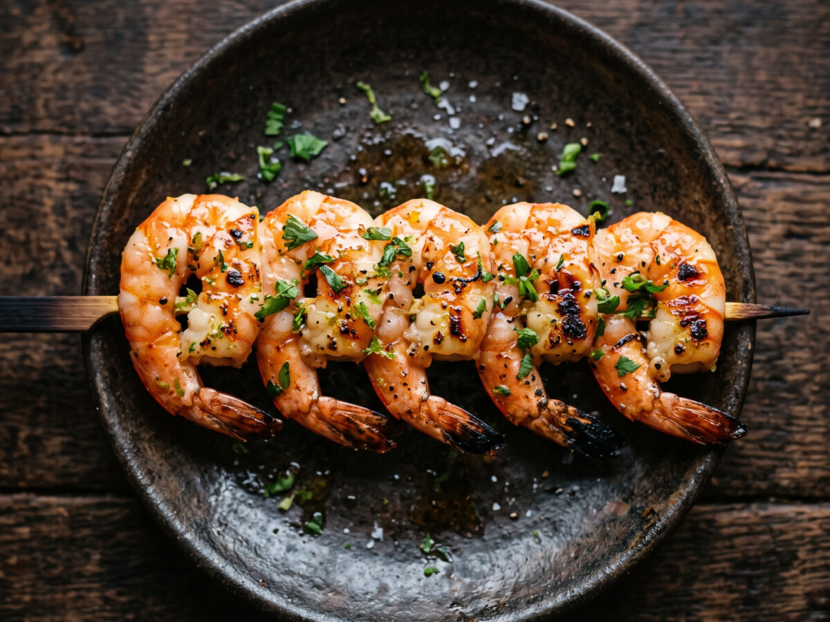 Brasilianische Garnelen vom Spieß