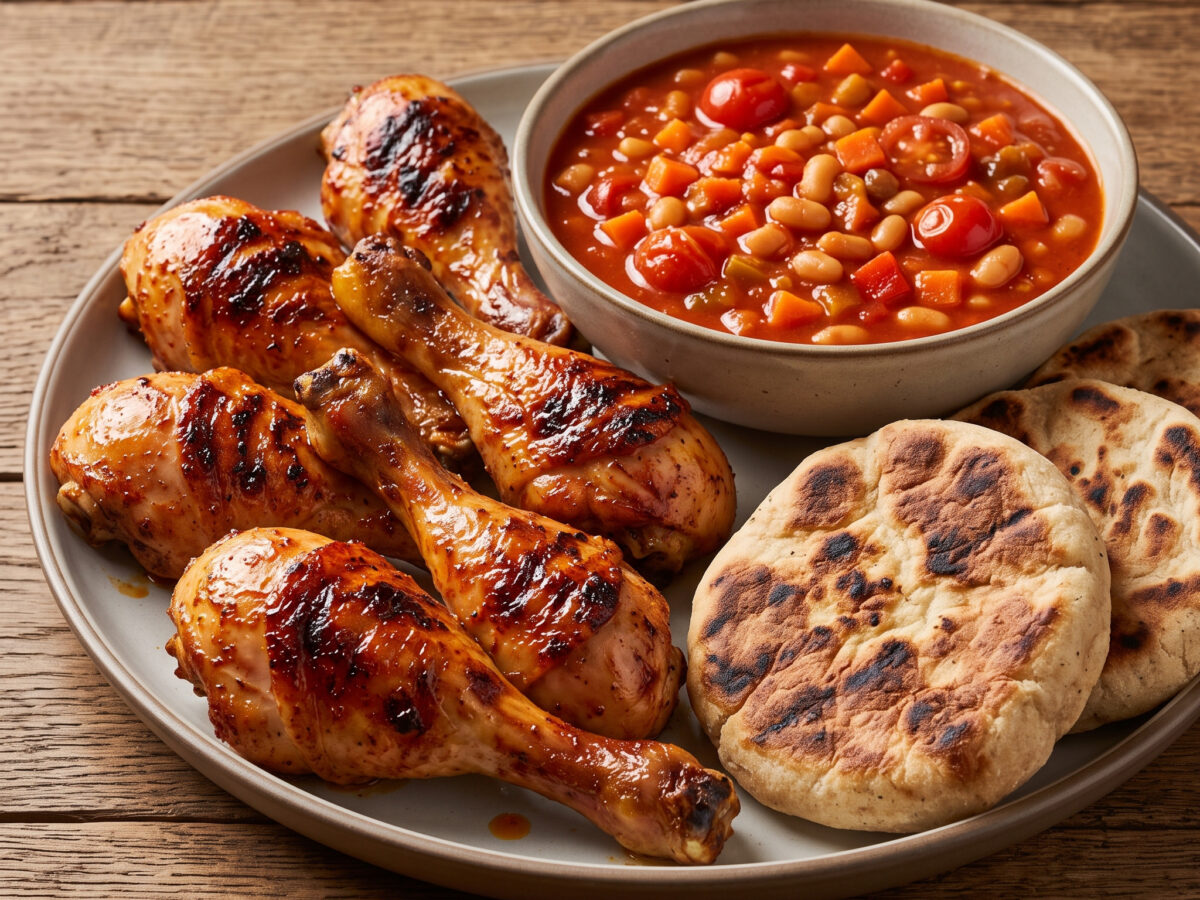Butter-Basted Chicken mit Chakalaka und Roosterkoek