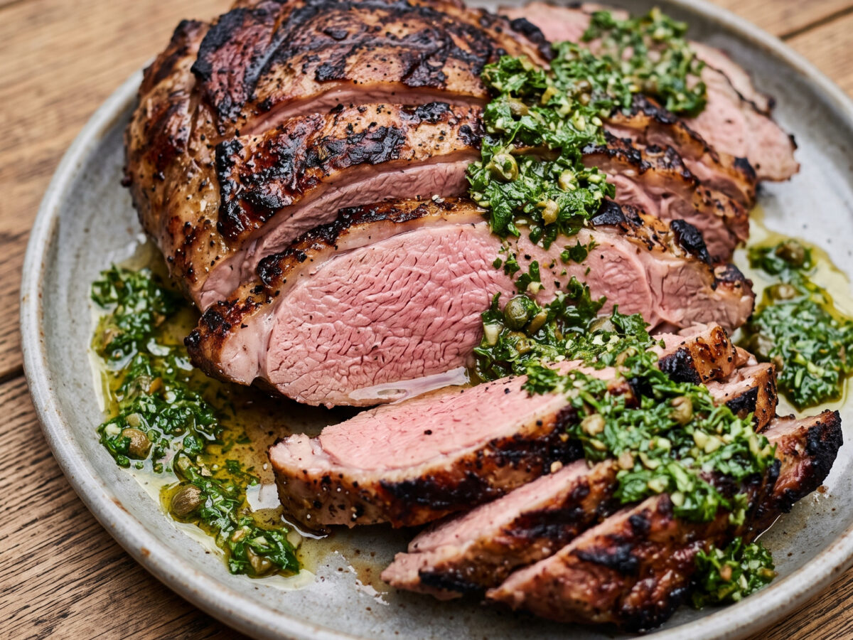 Butterflied Lamb Leg mit Salsa verde