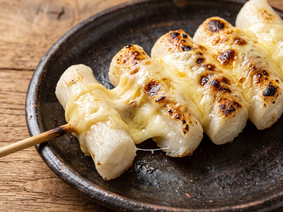 Cheese-Tteok-Kkochi von der Grillplancha