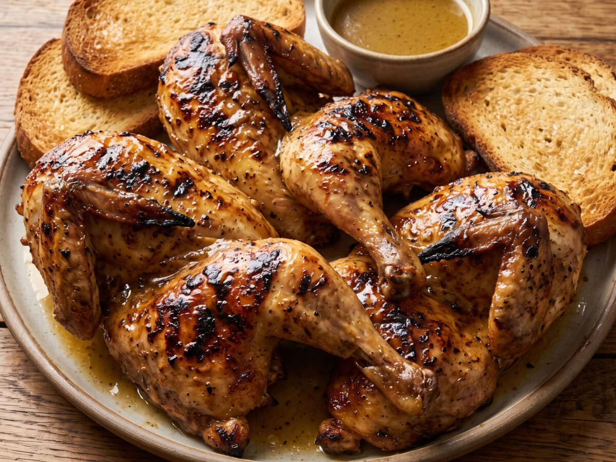 Chicken Brissil mit Essig-Butter-Mop