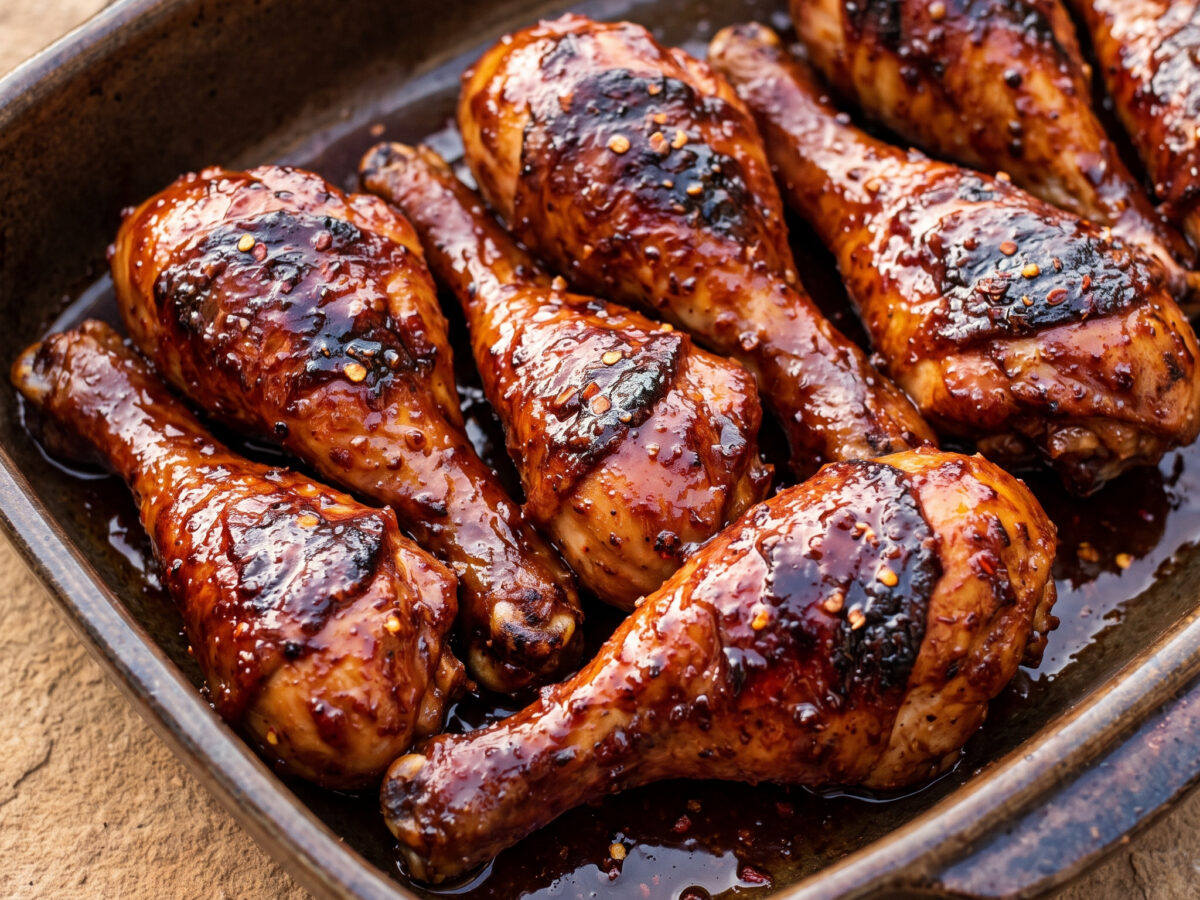 Zweizonen-Grill für glänzende Hähnchenunterkeulen