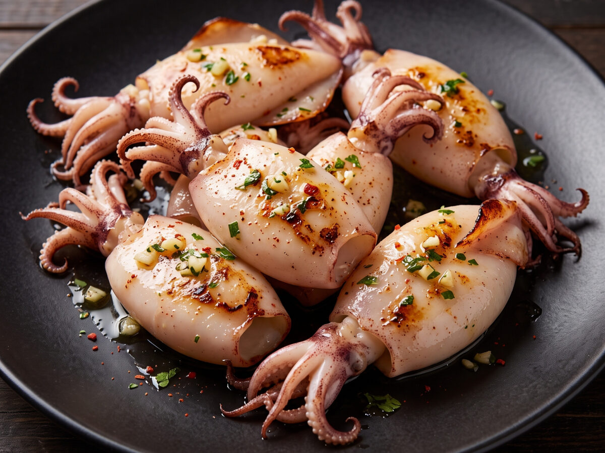 Chipirons à la plancha aus dem französischen Baskenland