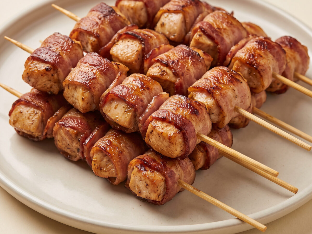 Chuzos de pollo con tocineta