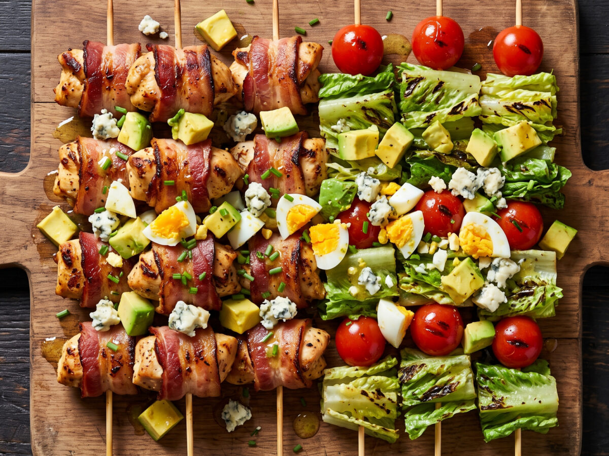 Cobb-Salat-Kebabs vom Grill