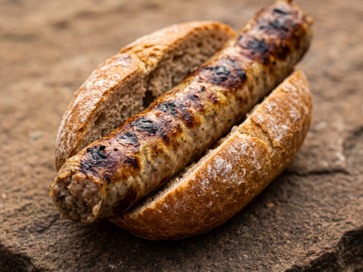 Coburger Bratwurst über der Glut