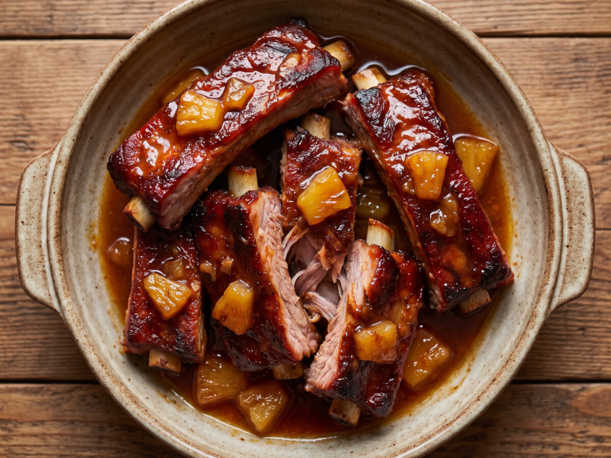 Costillas de cerdo parrilladas mit Ananassauce