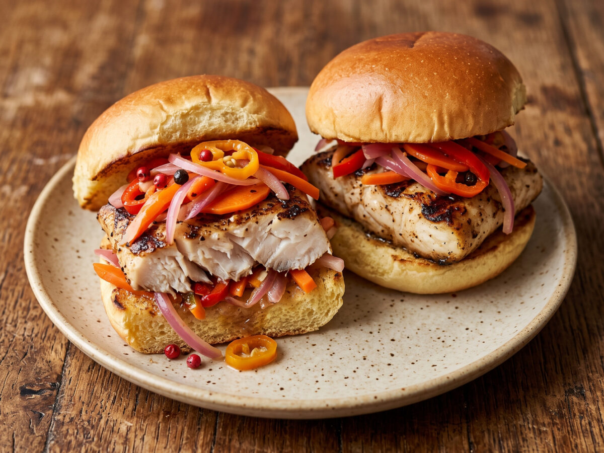 Escovitch-Fisch-Slider mit gegrilltem Snapper