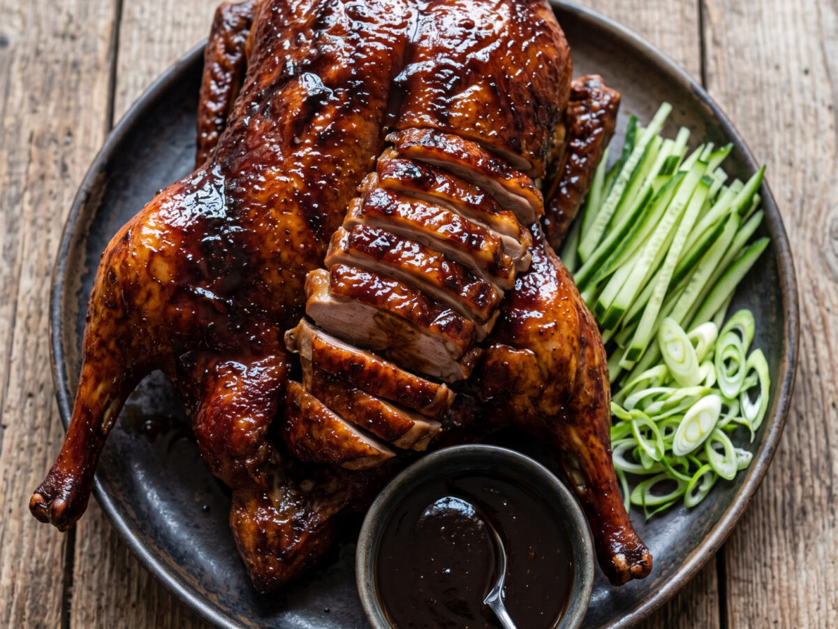 Ganze Ente mit Hoisin-Glasur vom Grill