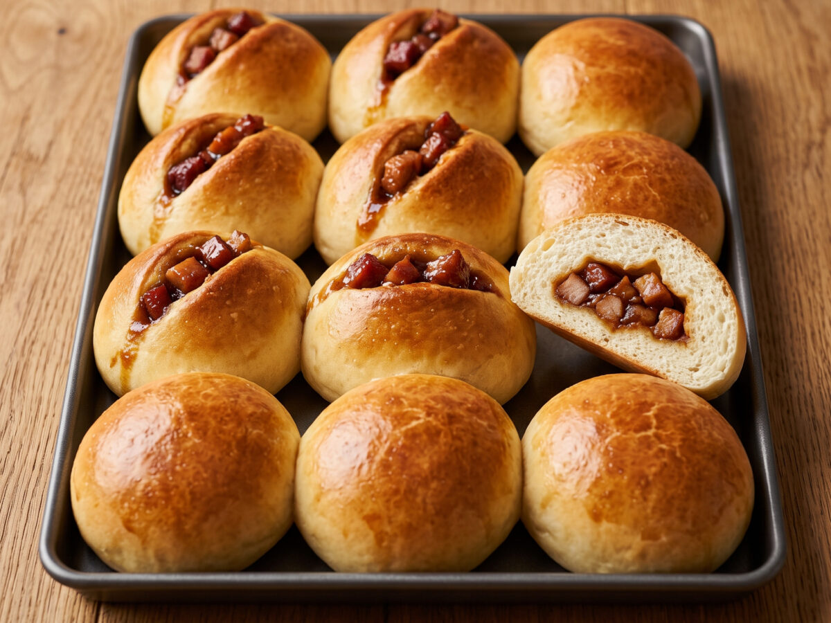 Gebackene Char-Siu-Bao mit Grill-Char-Siu