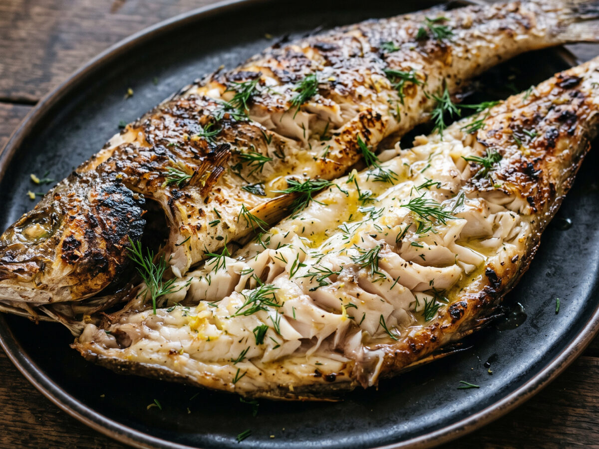 Geelbek vom Braai mit Dill-Zitronen-Butter