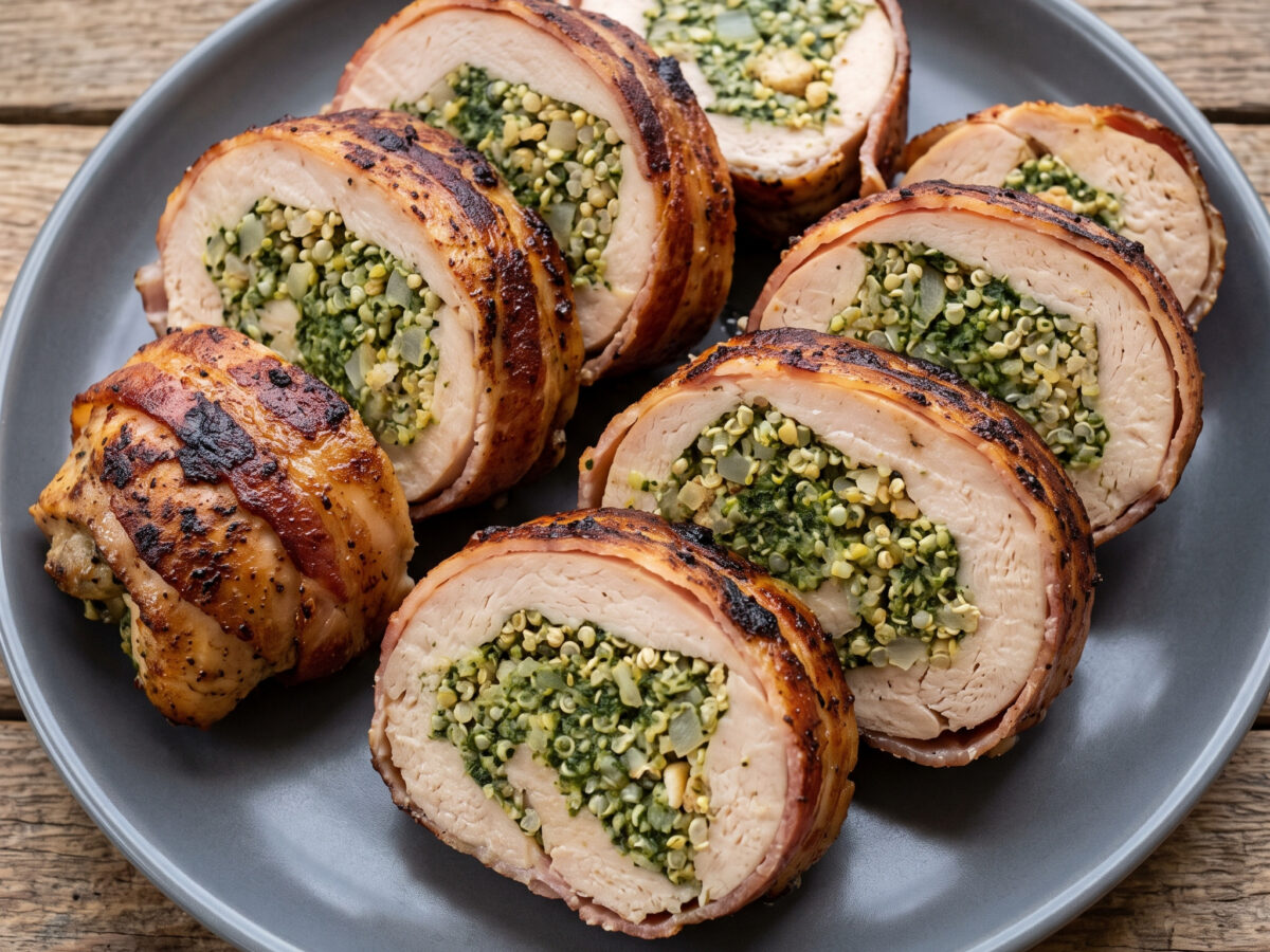 Gefüllte Hähnchenkeule mit Quinoa-Bärlauchfüllung