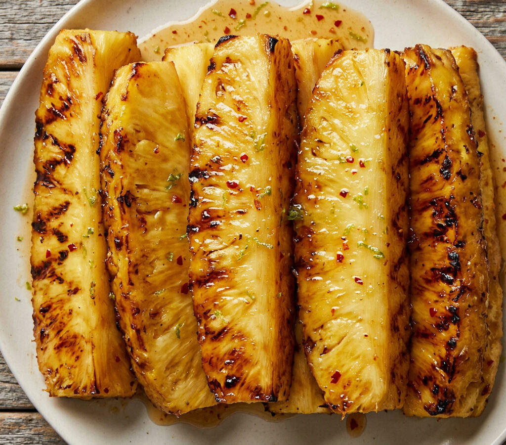 Gegrillte Ananas mit Limetten-Chili-Glasur