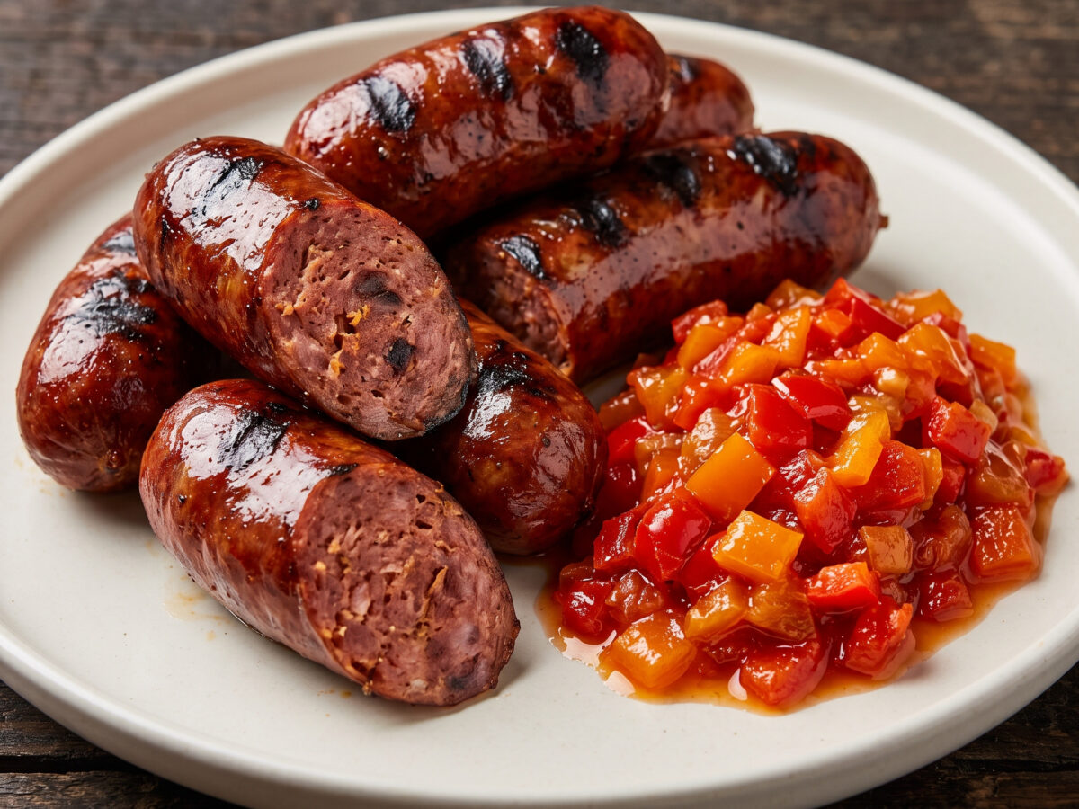 Andouille vom Grill mit Paprikarelish