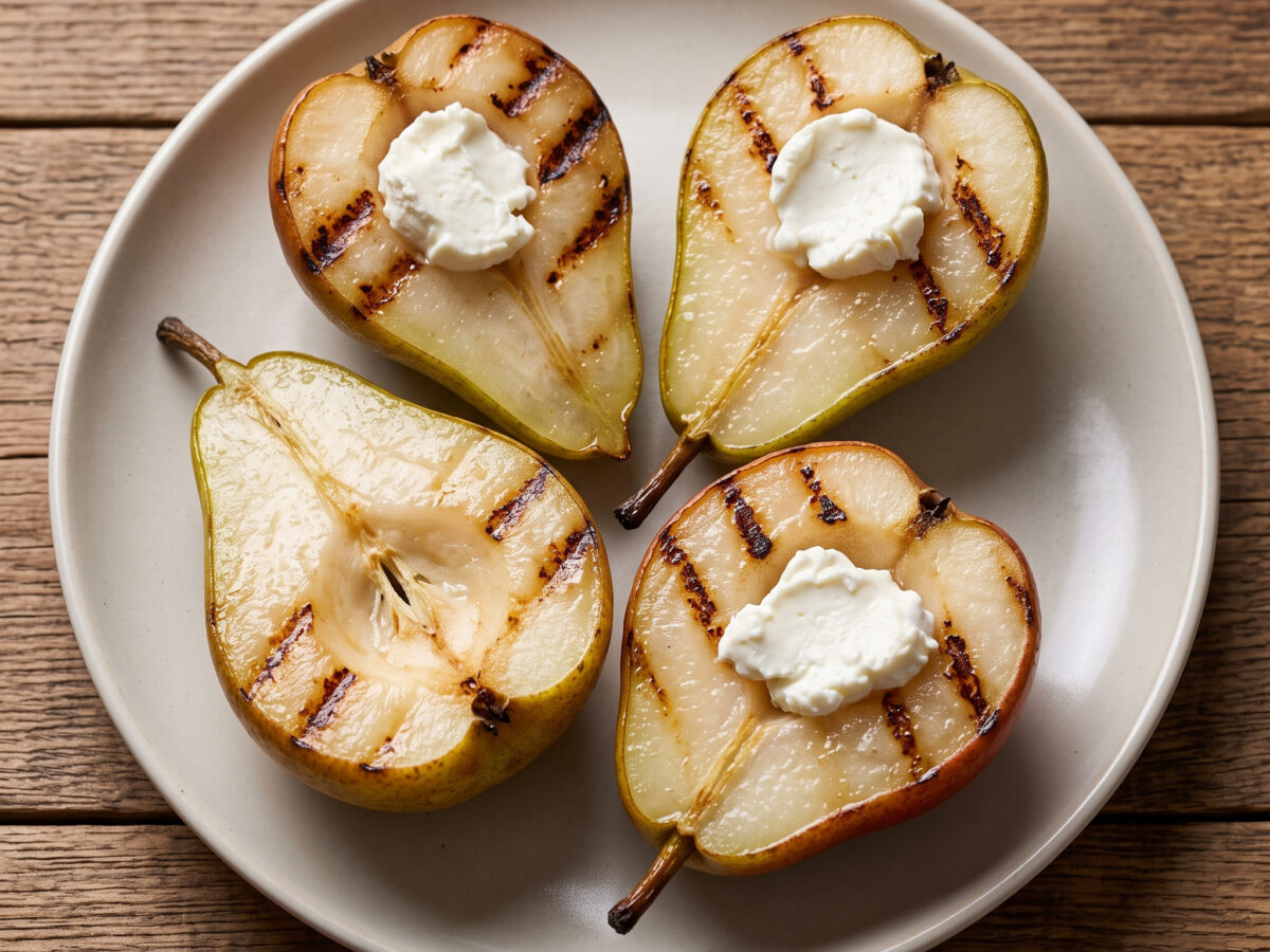 Birnen vom Grill mit Ziegenfrischkäse