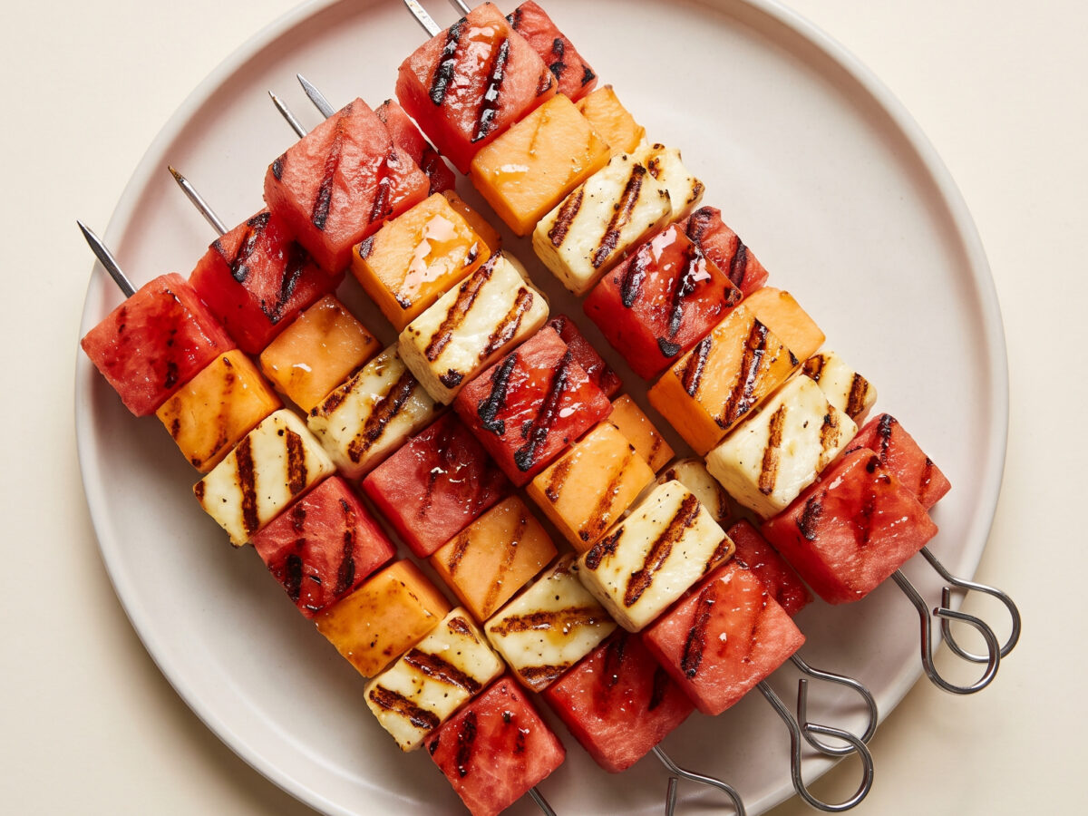 Halloumi-Melonen-Spieße vom Grill
