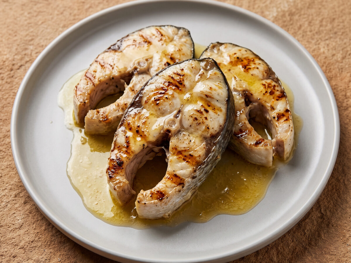 Gegrillte Hechtkoteletts mit Zitronenbutter