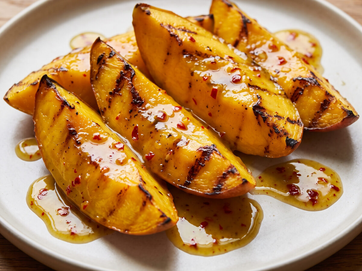 Gegrillte Mango mit Limetten-Chili-Würzsauce