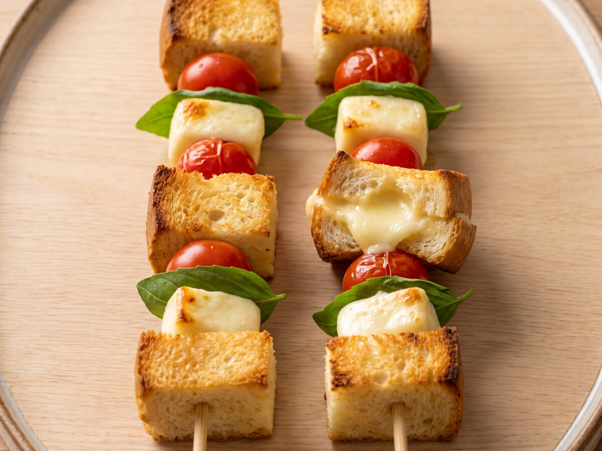 Gegrillte Mozzarella-Brot-Spieße