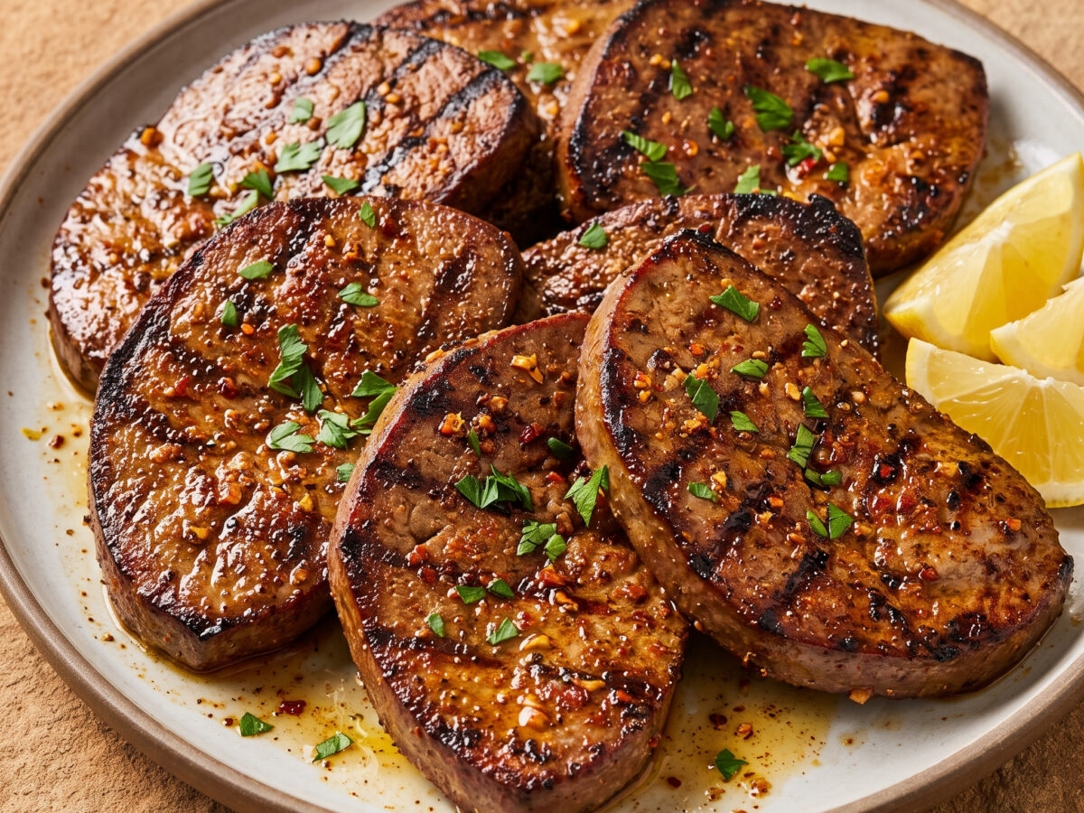 Gegrillte Rinderleber mit Zitronen-Kreuzkümmel-Marinade