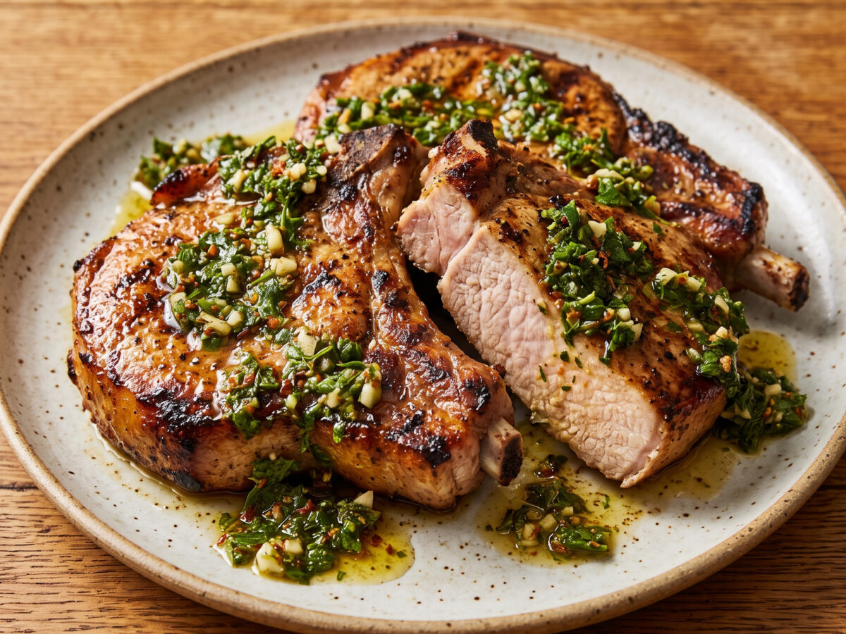 Gegrillte Schweinekoteletts mit Chermoula
