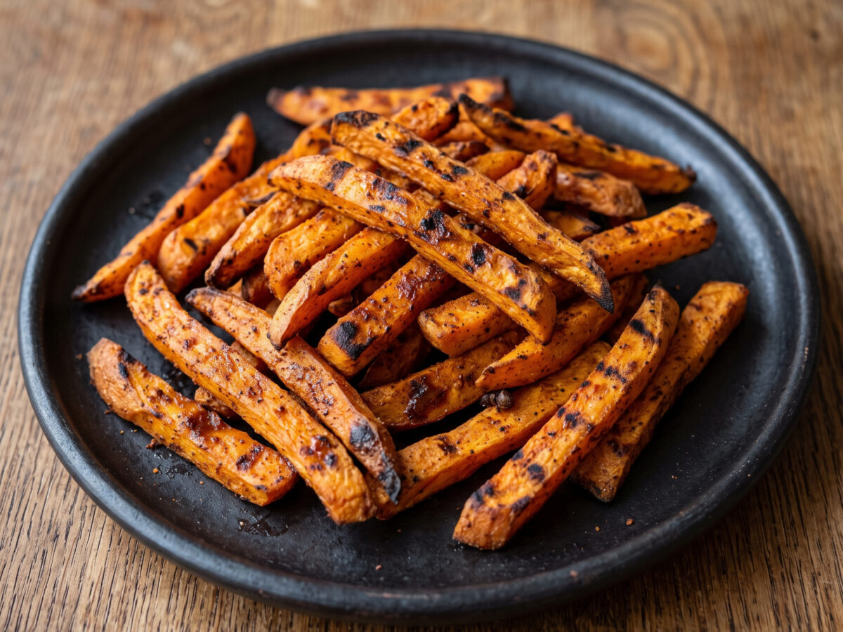 Gegrillte Süßkartoffel-Pommes mit Cayenne, Zimt und Nelke