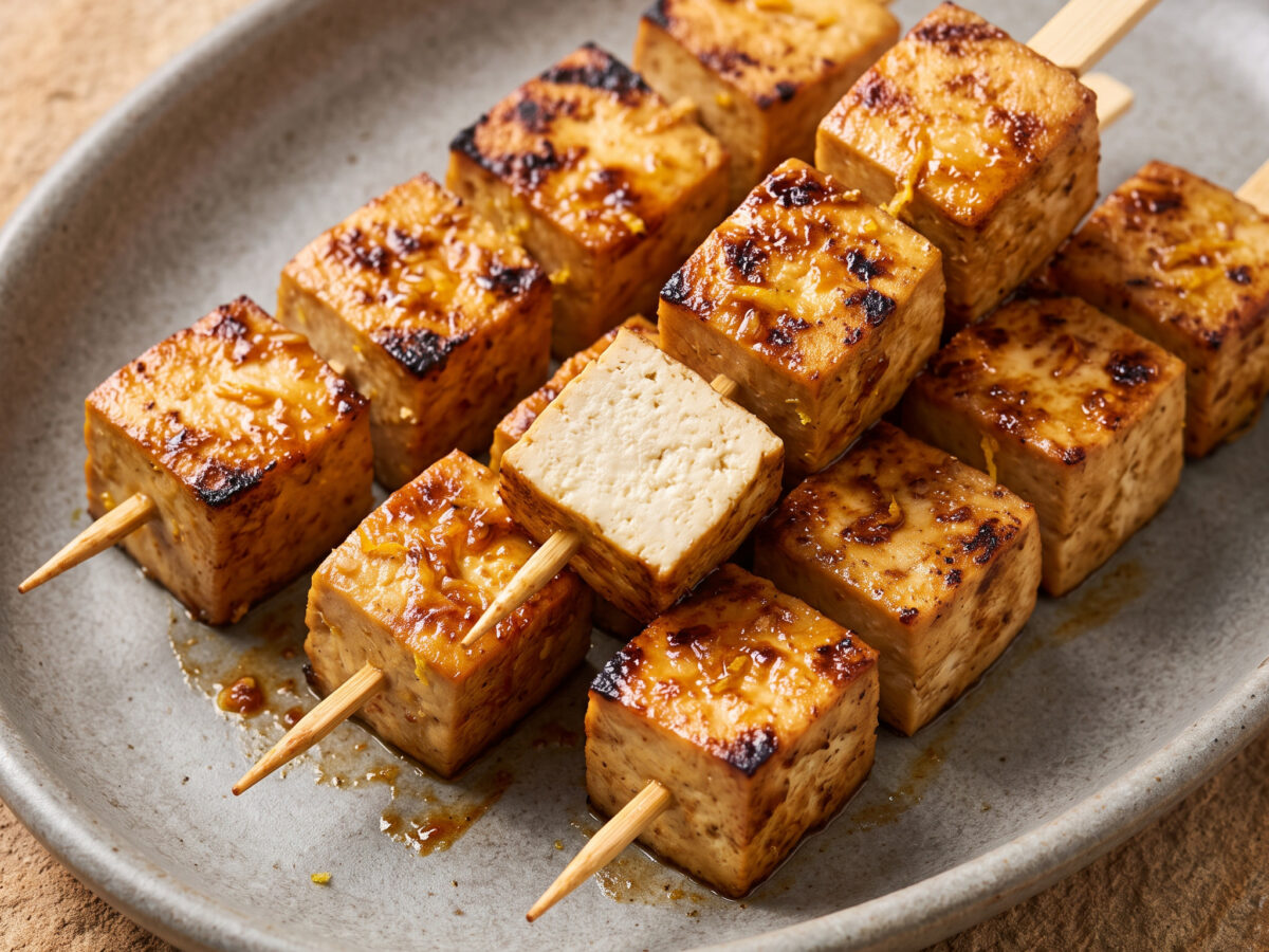 Gegrillte Tofuspieße mit Zitrusmarinade