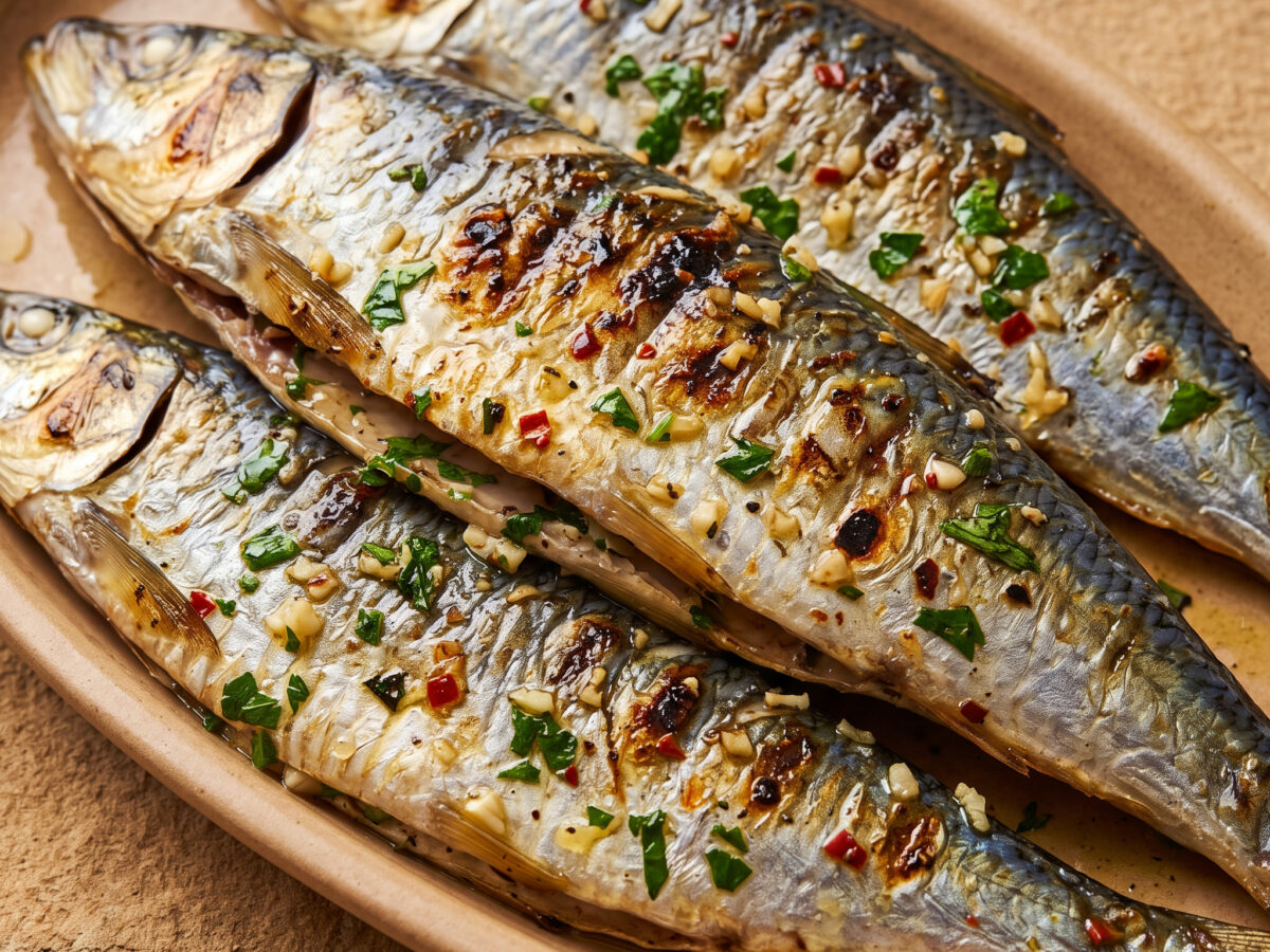 Frischer Fisch, direkt über der Glut