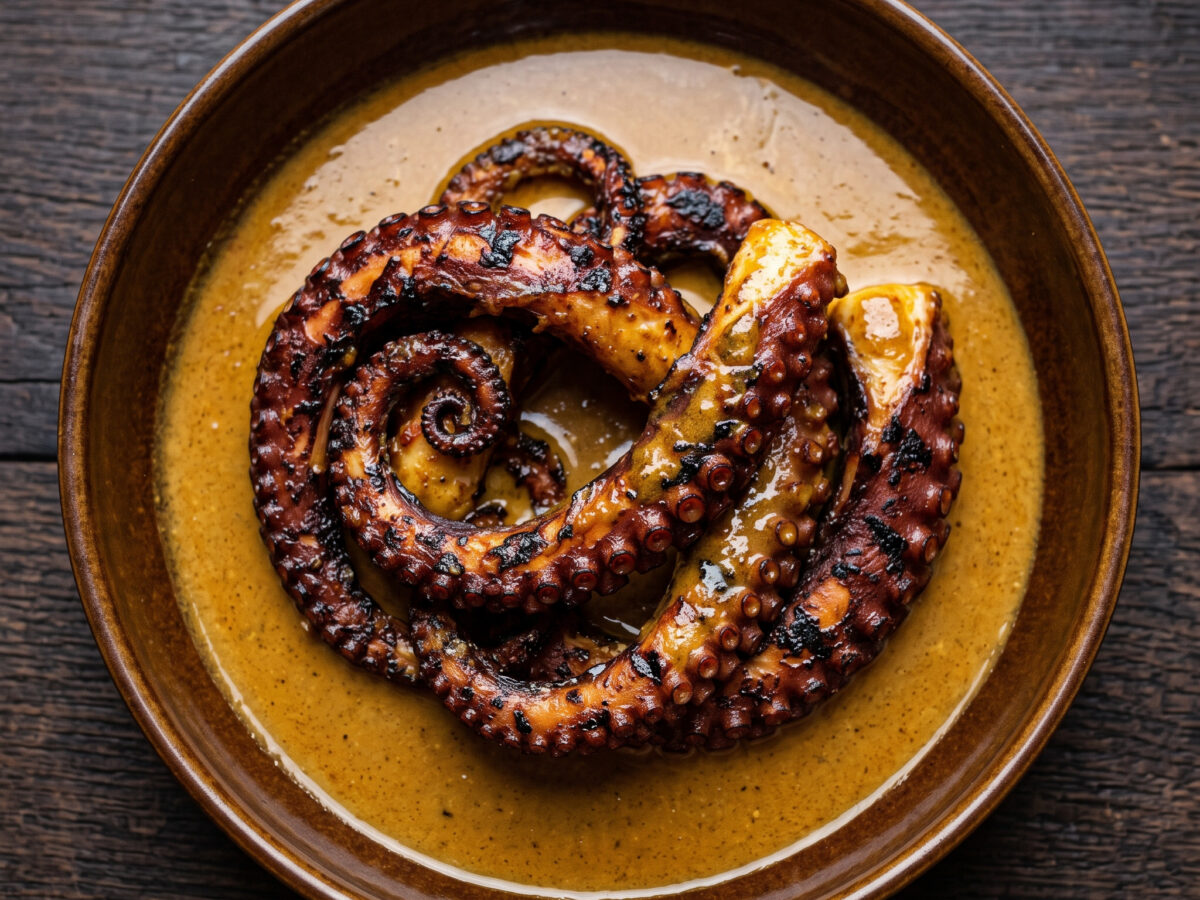 Gegrillter Oktopus in Kokos-Curry