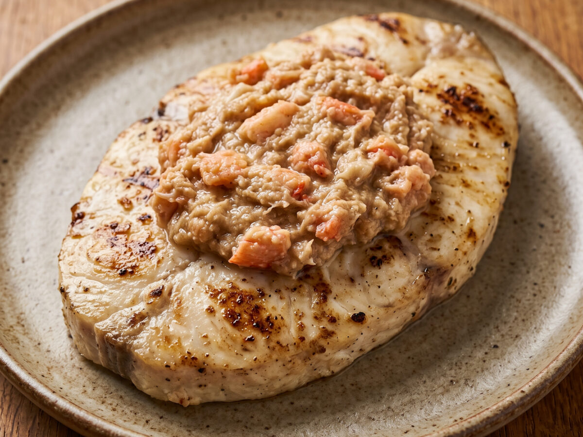 Gegrillter Steinbutt mit Nordseekrabben-Tapenade