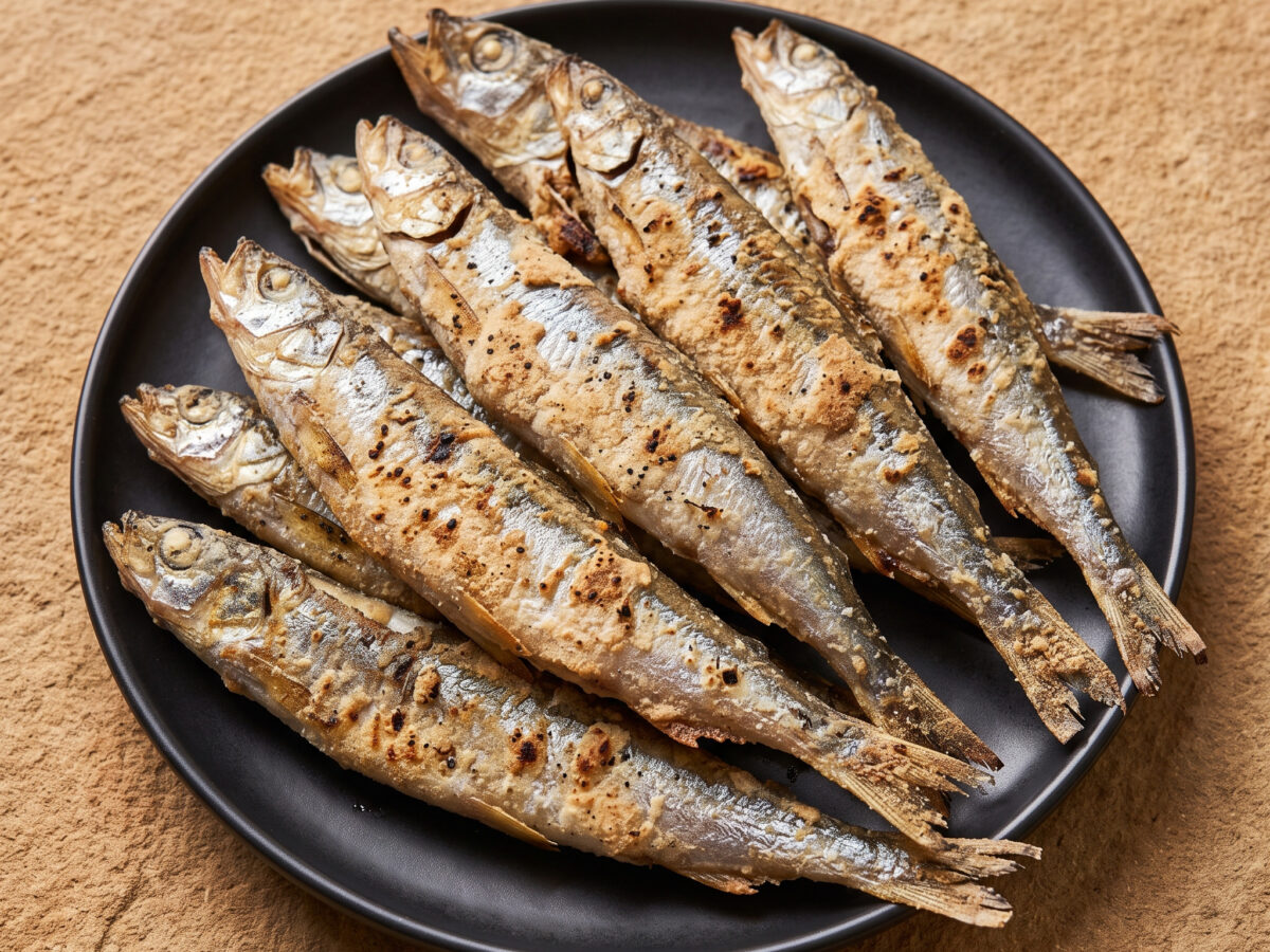 Gegrillter Stint mit Roggenmehlkruste