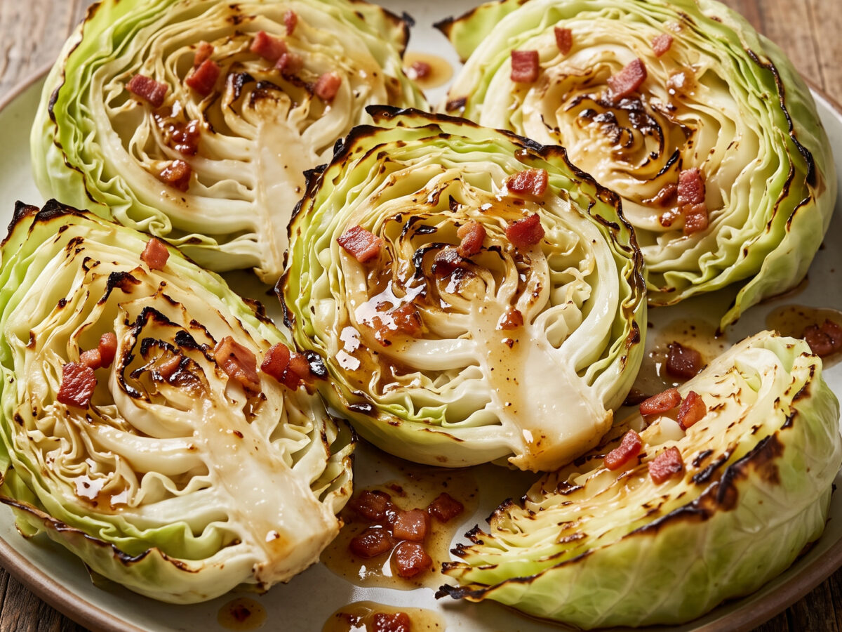 Gegrillter Weißkohl mit Bacon-Vinaigrette