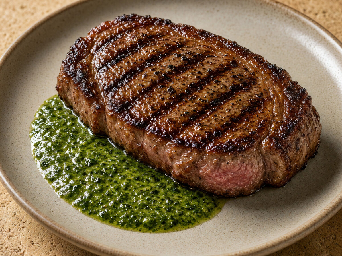 Gegrilltes Entrecôte mit Petersiliensauce