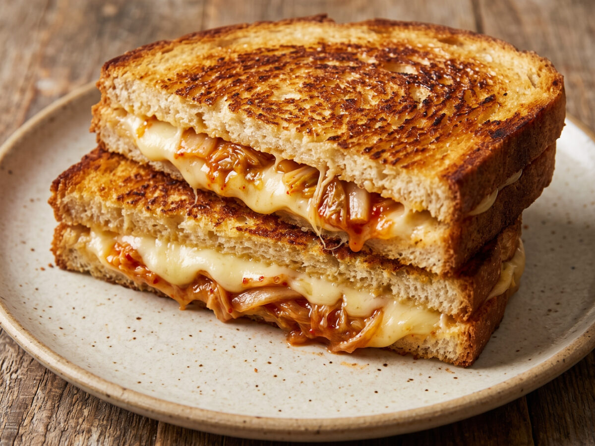 Kimchi-Grilled-Cheese von der Grillplancha