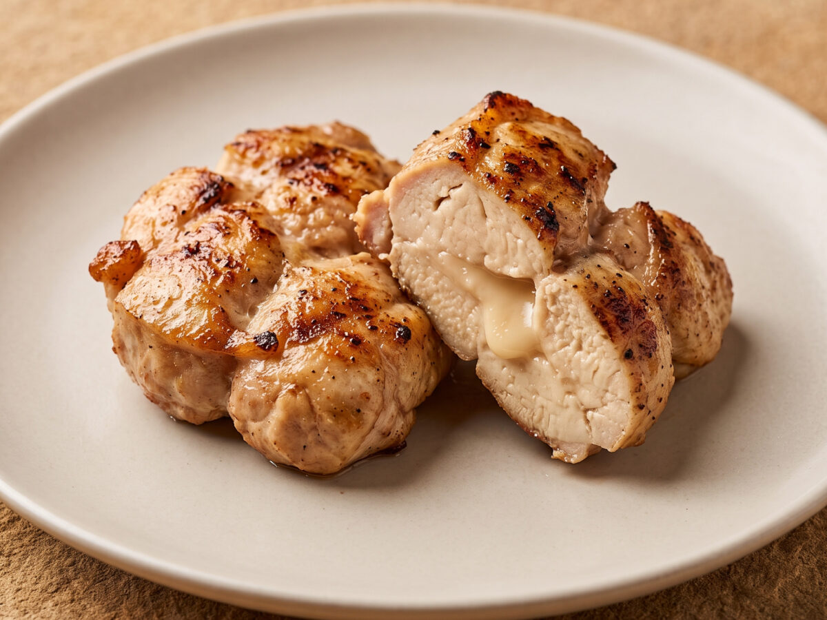 Gegrilltes Kalbsbries auf grünem Kräutersalat
