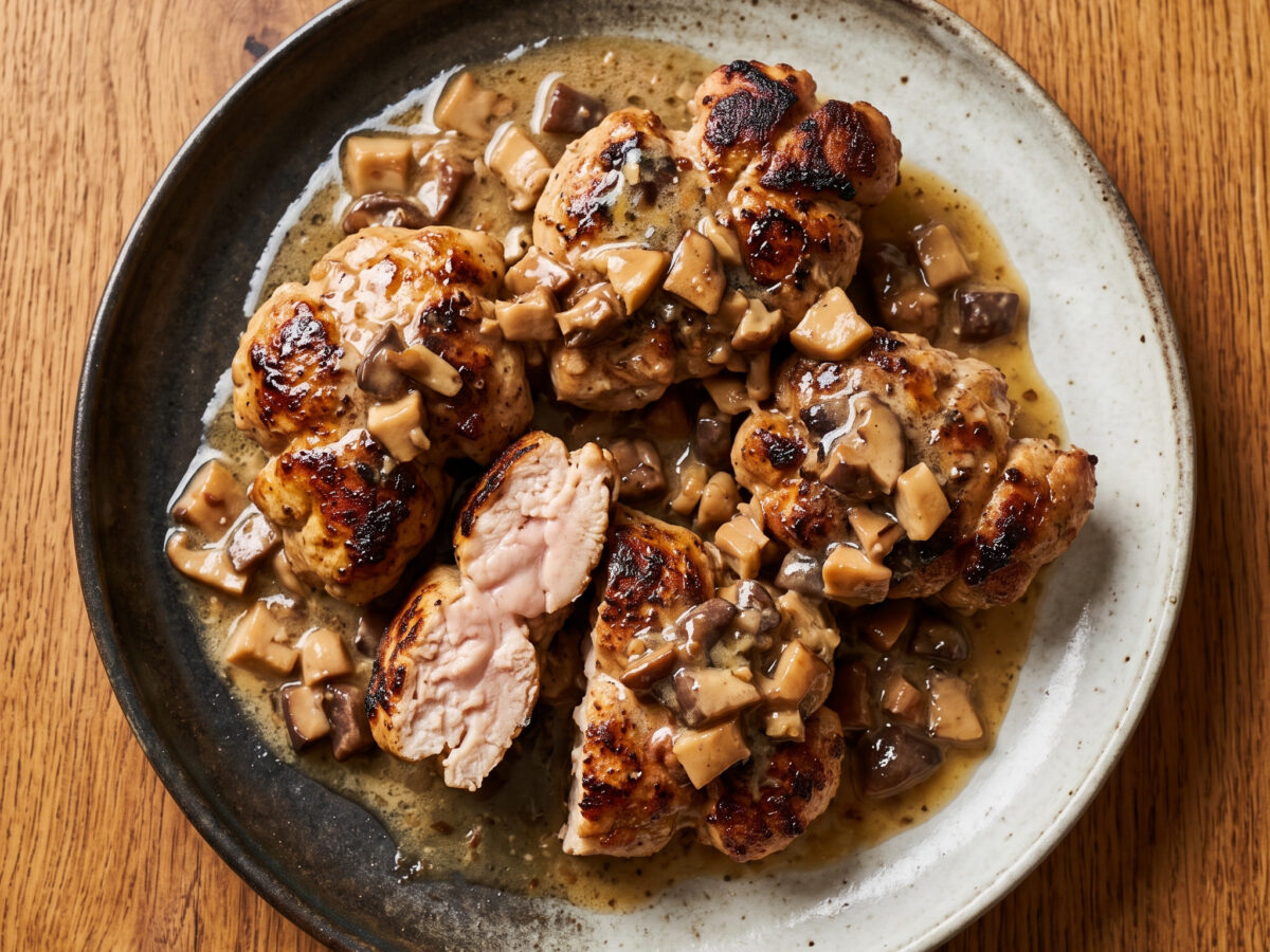 Gegrilltes Kalbsbries mit Pilzbutter