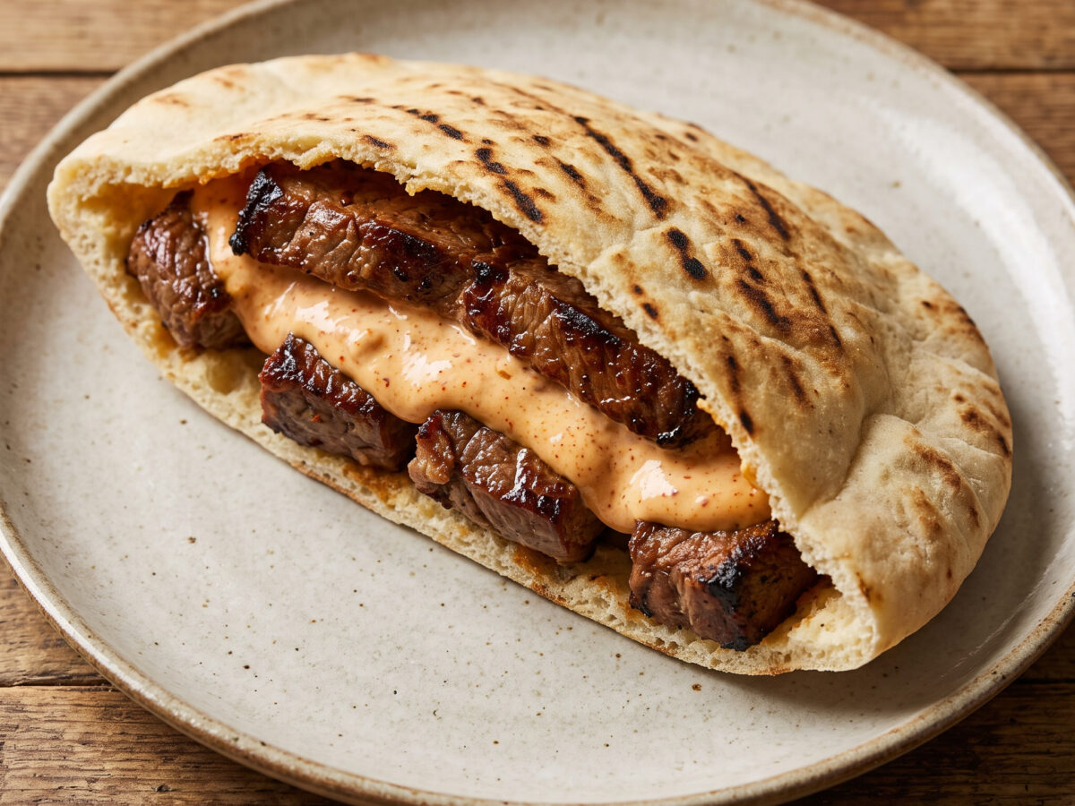 Steak vom Grill mit Harissa-Joghurt