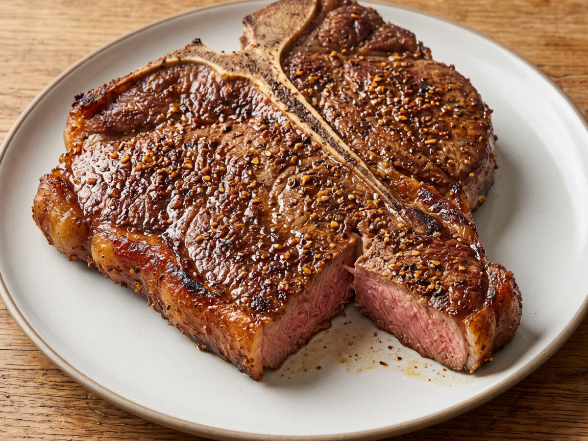 Ghanaisch gewürztes T-Bone-Steak vom Holzkohlegrill