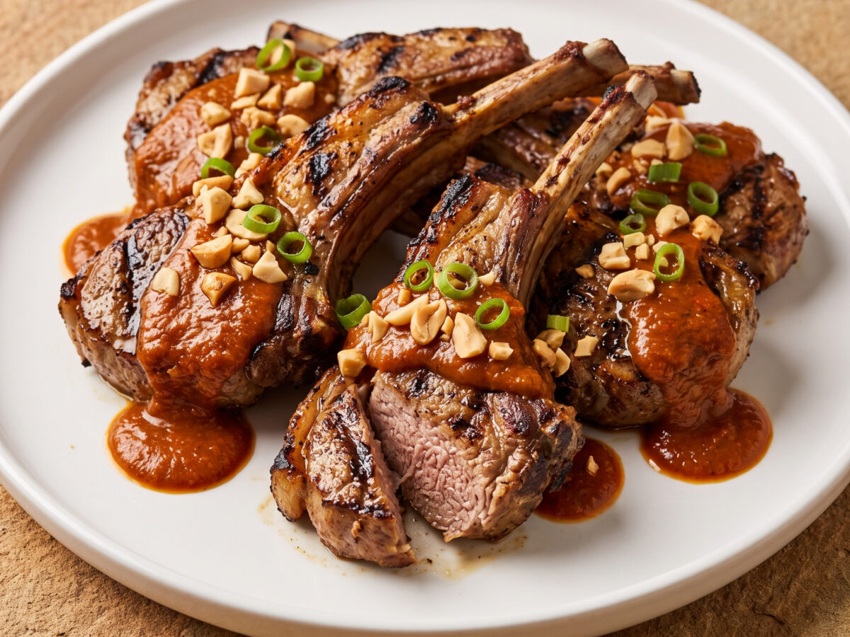Ghanaische Lammkoteletts mit Erdnusssauce