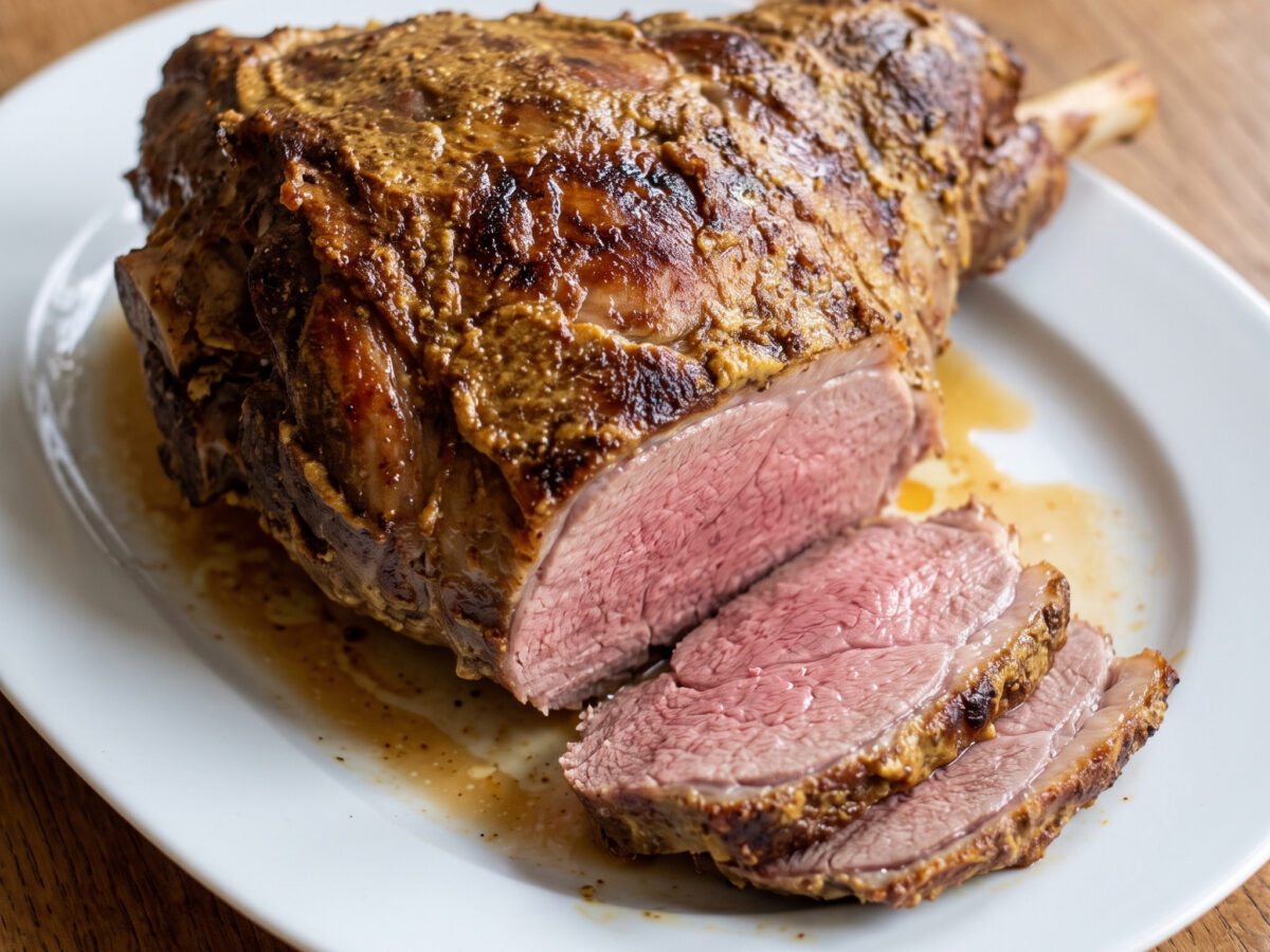 Französische Lammkeule vom indirekten Grill