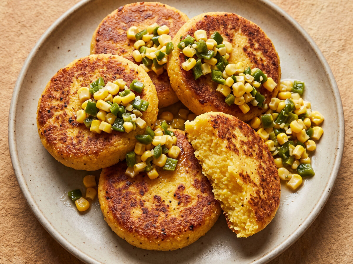 Goldene Maisgrieß-Küchlein vom Grill