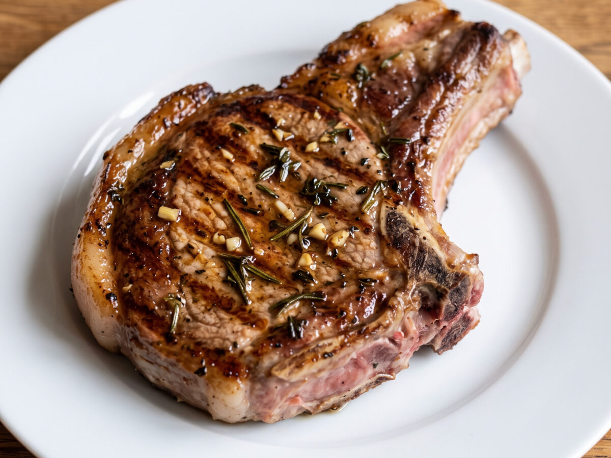 Grilliertes Kalbskotelett mit mediterraner Marinade